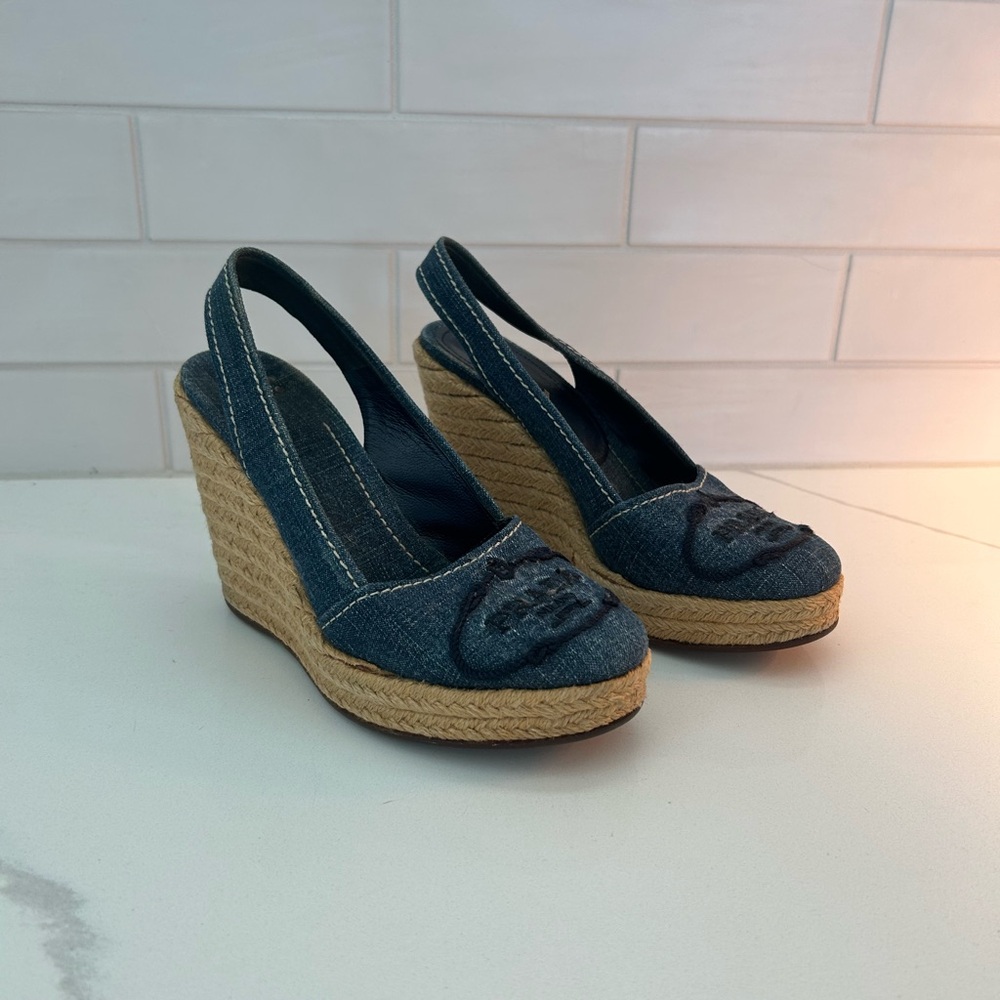 Vintage Prada Denim Wedge Espadrilles